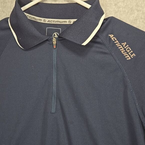 Aigle Men's 1/4 Zip Polo Shirt Performance Shirt Athletic Medium actimum - Picture 2 of 10